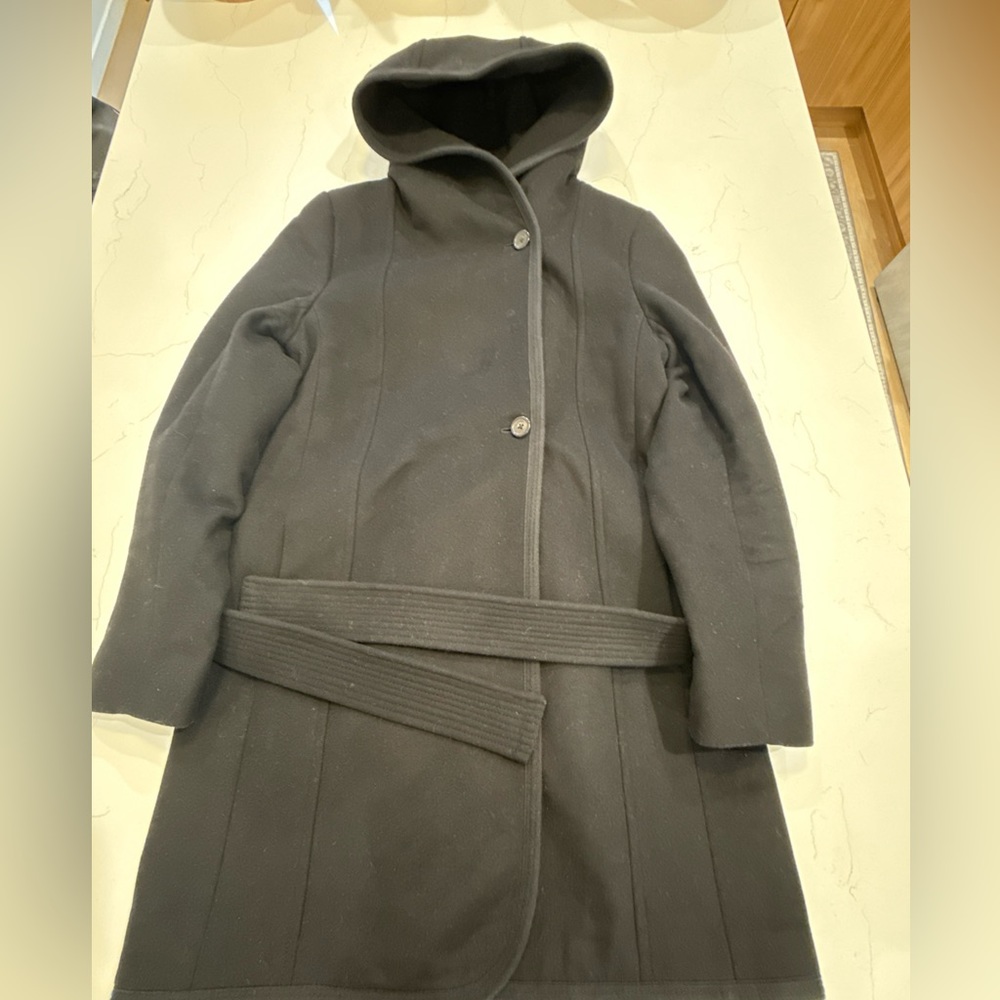 Aritzia Wilfred Hooded Italian Wool Cashmere Peacoat in Black Women’s Medium